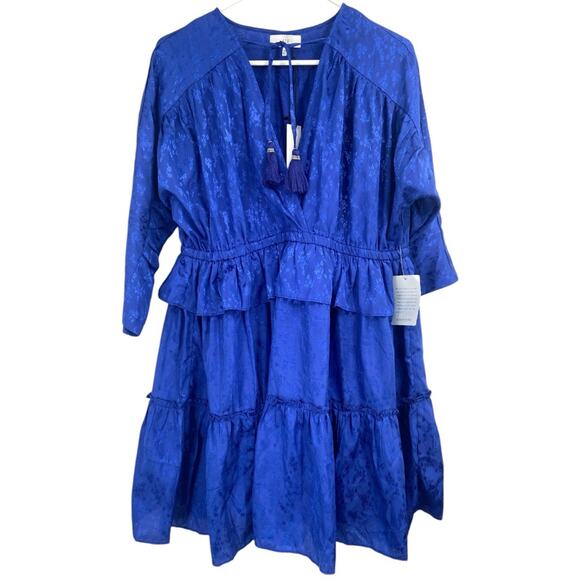 NWT NSR KENNY SATIN JACQUARD DRESS IN ROYAL BLUE XL - Picture 1 of 7